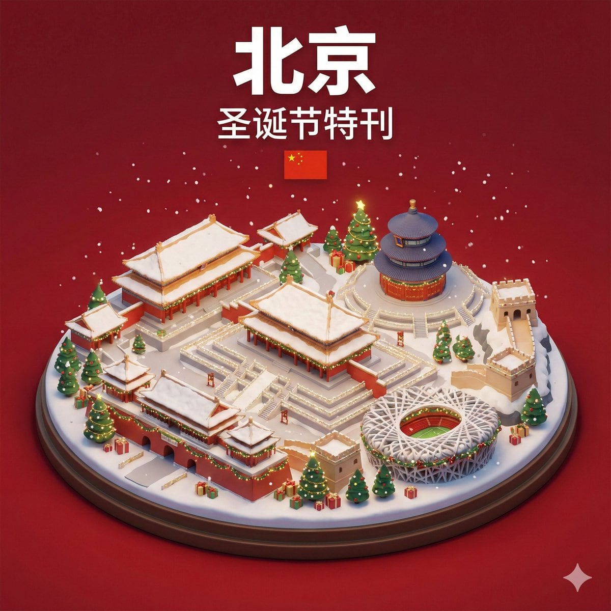 Isometric 3D Miniature City Diorama with Holiday Theme