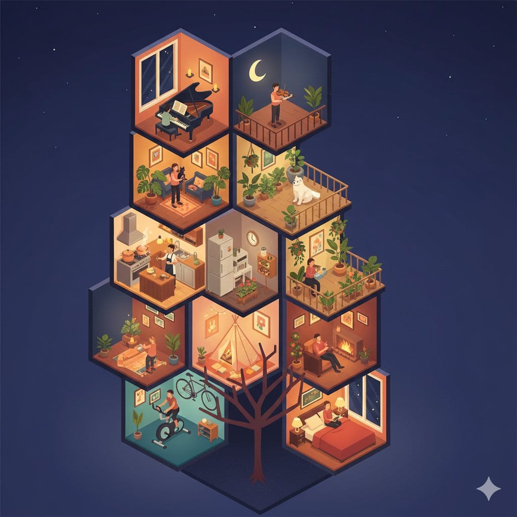 Isometric Cross-Section Illustration of a Floating Modular Apartment Building