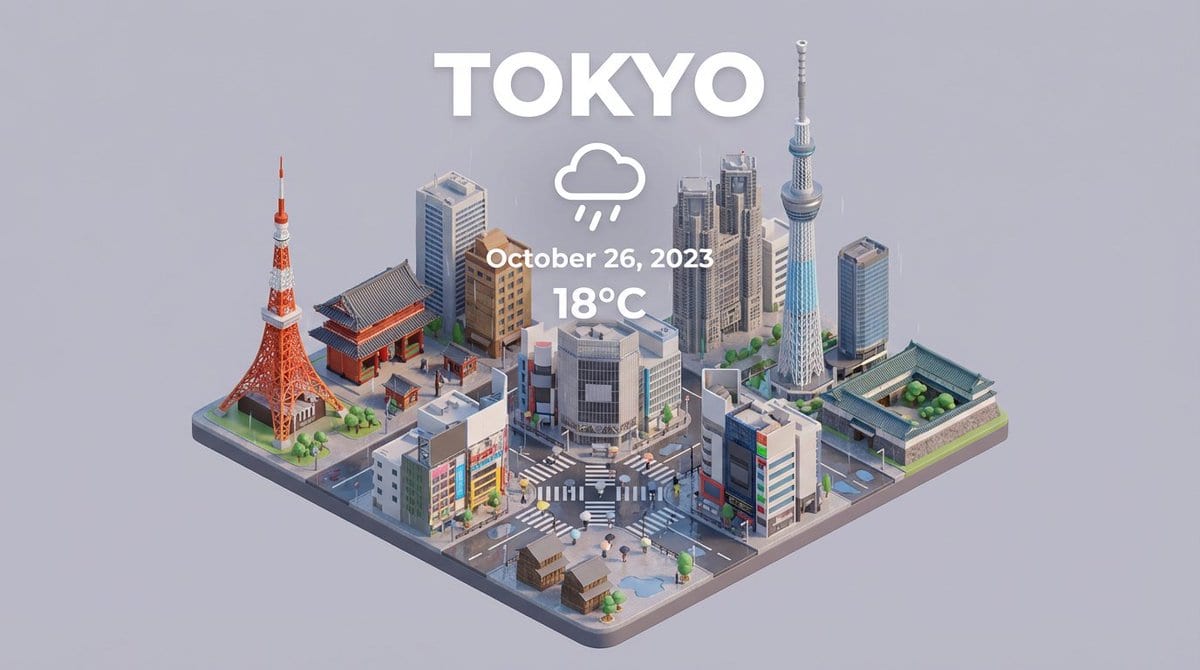 Isometric Miniature 3D City Cartoon Scene