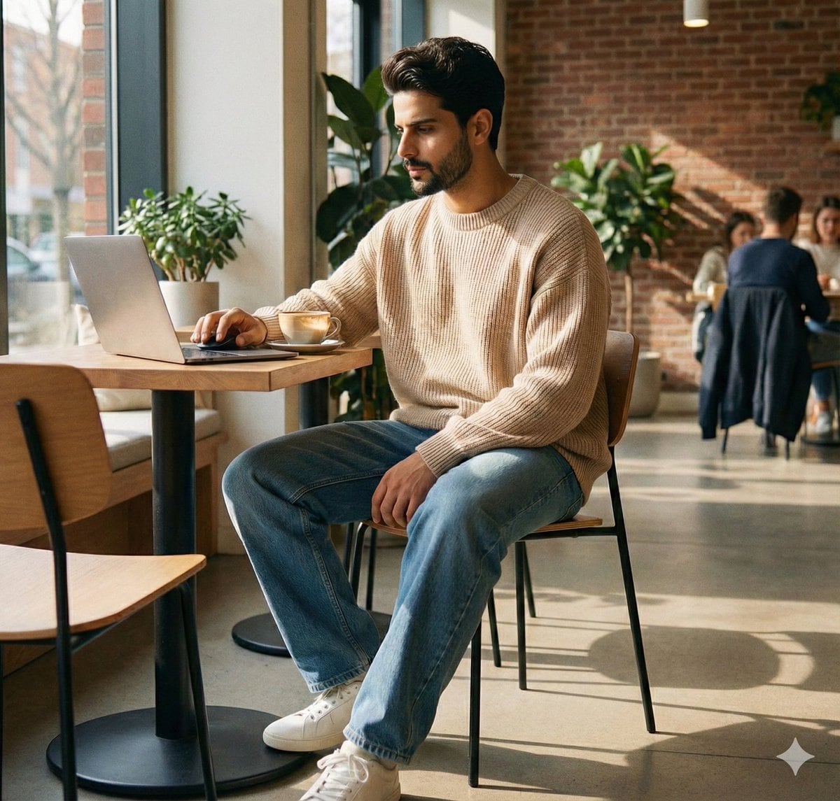 JSON Prompt for Lifestyle Portrait in Coffee Shop