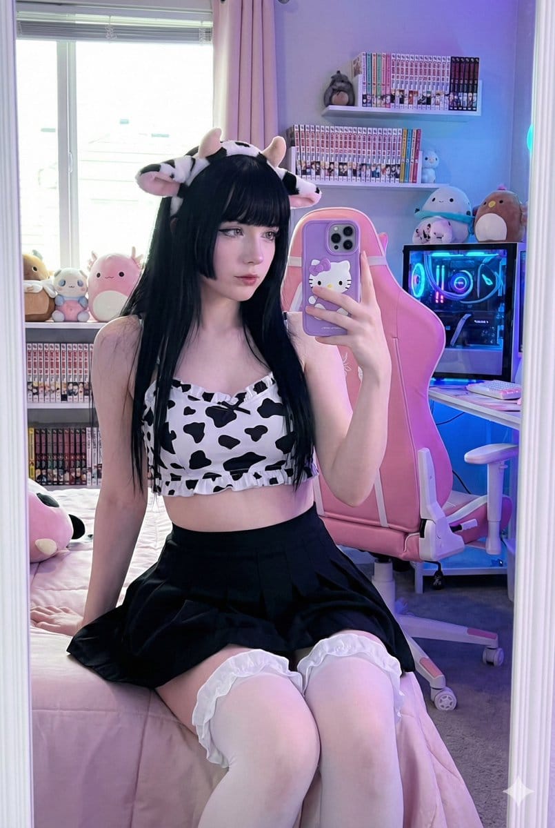Kawaii Gamer Cosplay Mirror Selfie Prompt