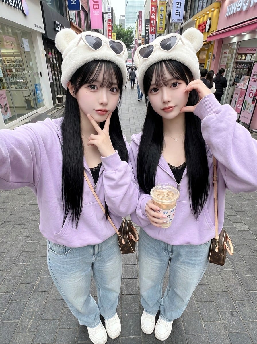 Korean Ulzzang Street Selfie Prompt (Duo)