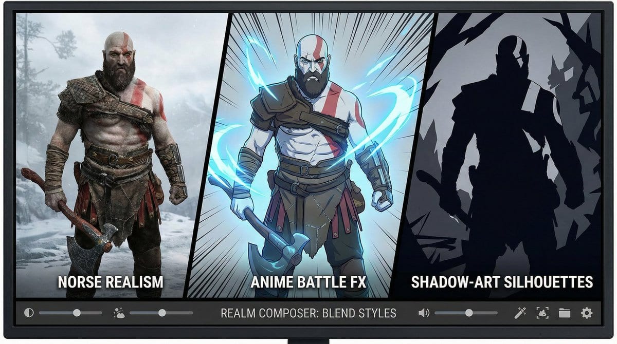 Kratos in Three Blended Styles