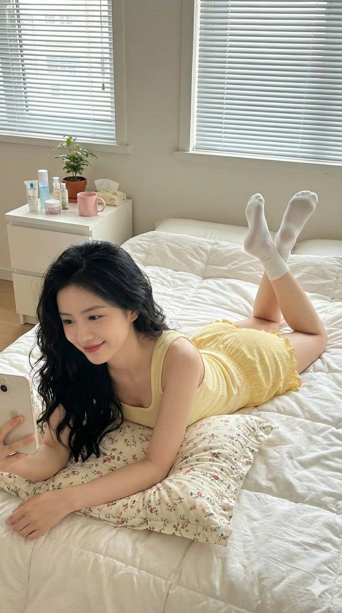 Lazy Bedroom Selfie Prompt (Lying Prone)