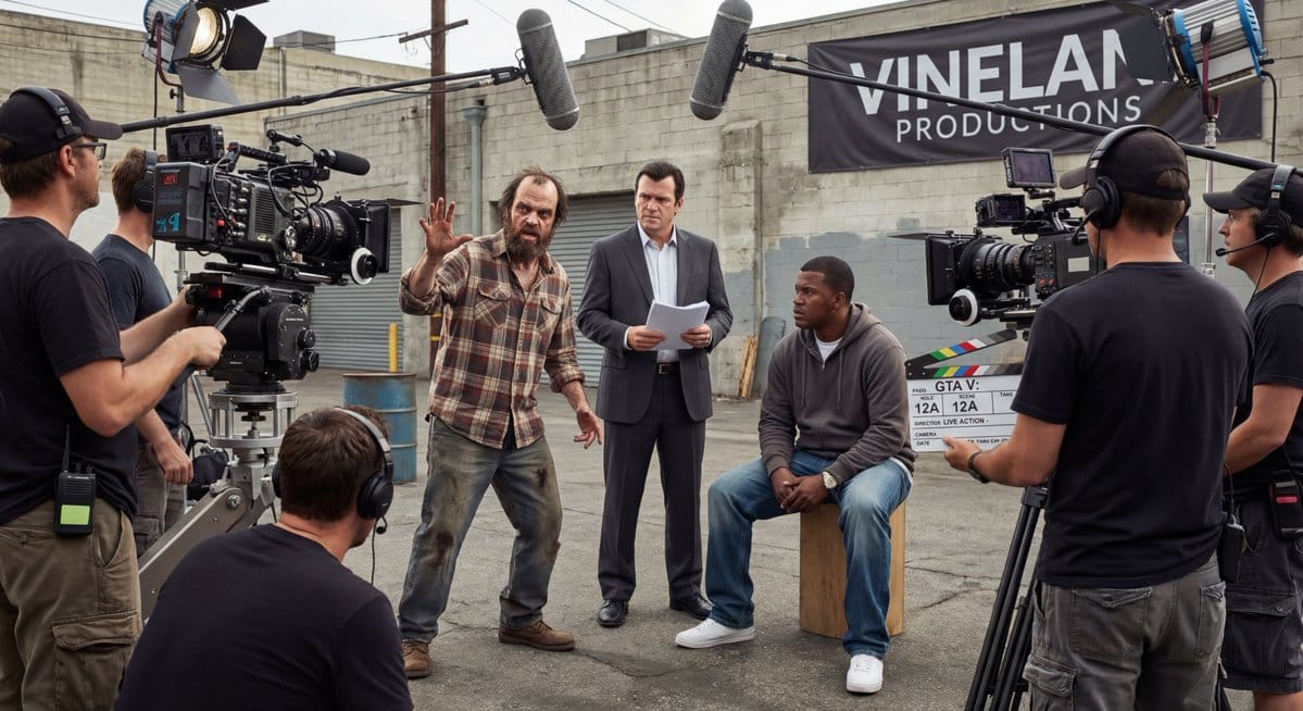 Live-action video game BTS scene