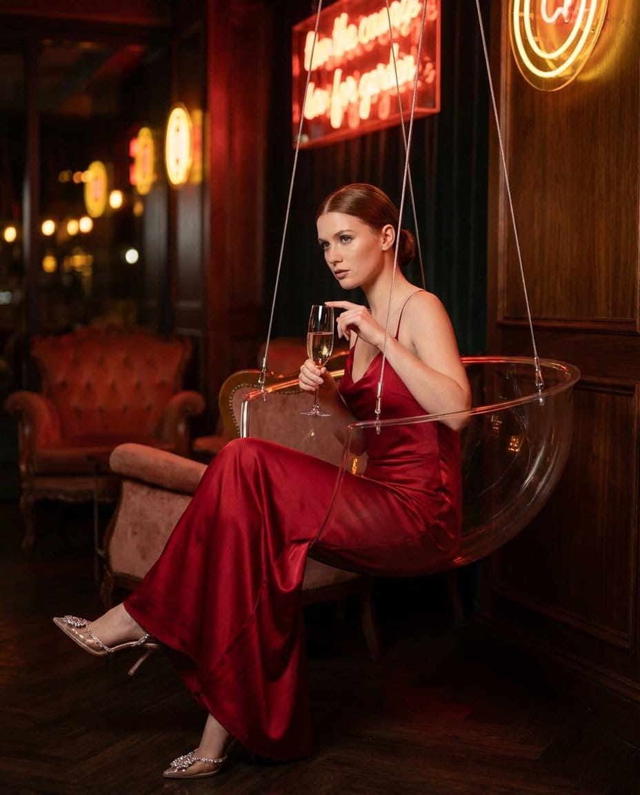 Lounge Portrait in Champagne Coupe Swing Chair