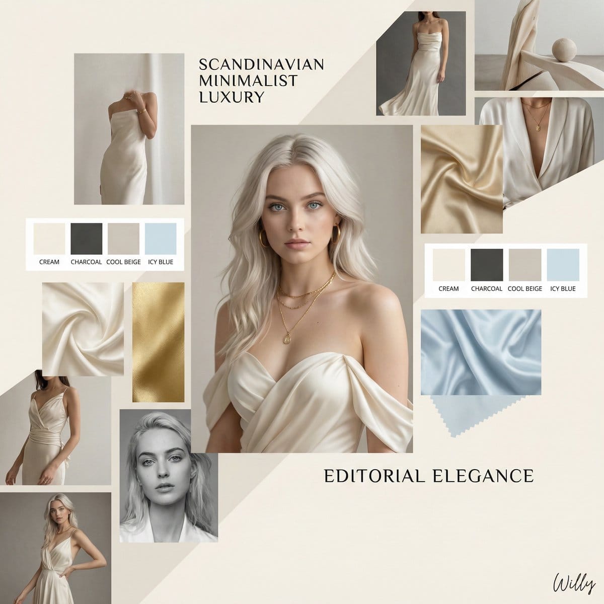 Luxury Fashion Portrait with Mood Board Layout