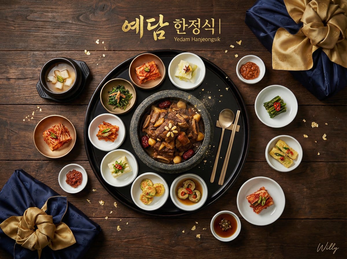 Luxury Korean Hanjeongsik Food Advertisement Prompt