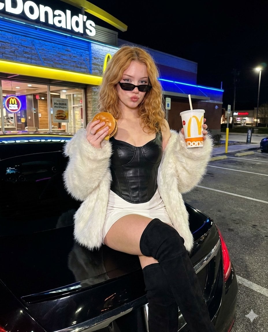 Luxury Nightlife Editorial at McDonald's Parking Lot