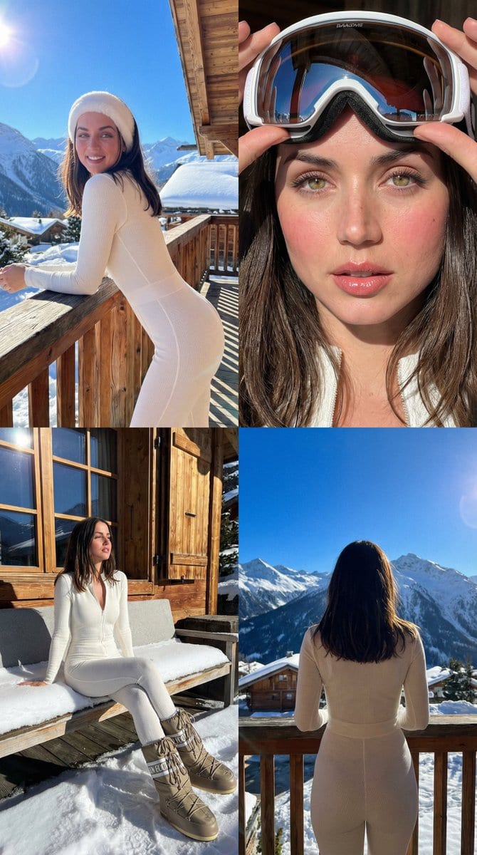 Luxury Ski Influencer Collage and Portraits (iPhone 16 Pro Style)