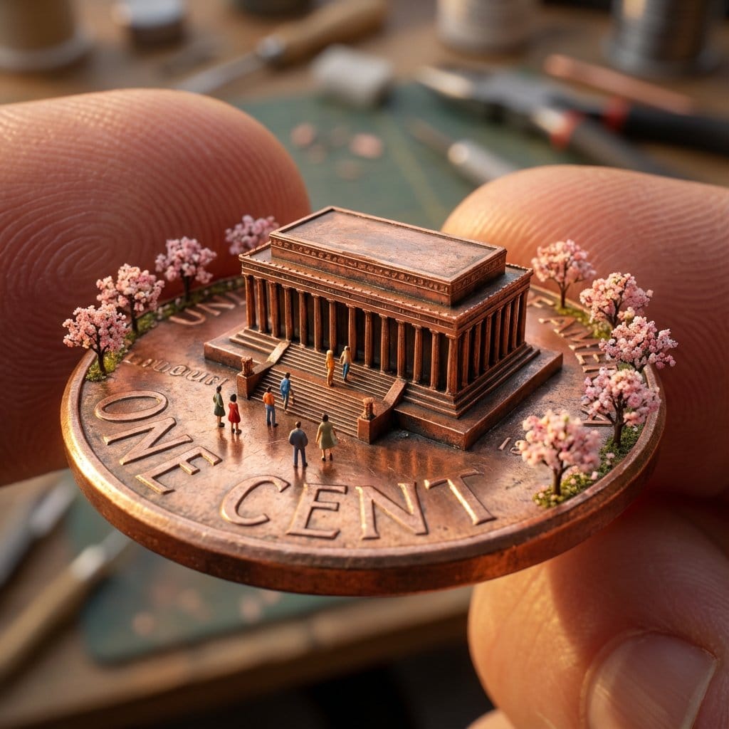 Macro Photoreal Diorama on a US Penny