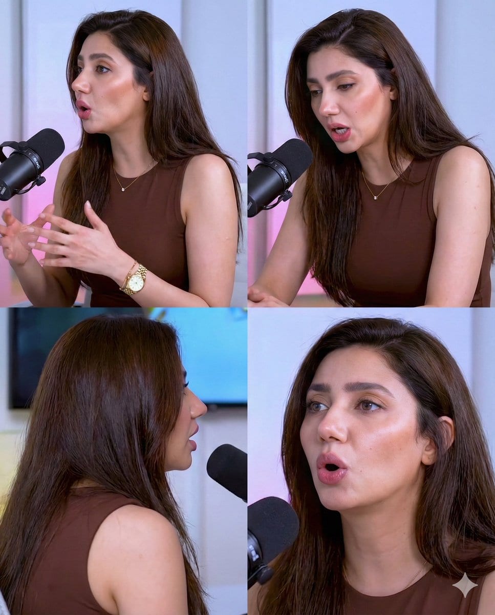 Mahira Khan 2x2 Collage Podcast Interview Prompt