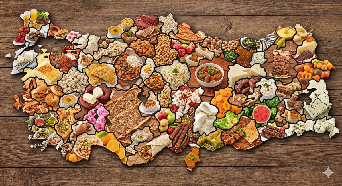 Map of Turkey Made of Local Foods