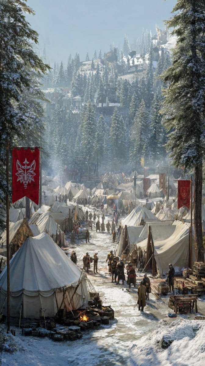 Medieval Fantasy Army Camp Scene