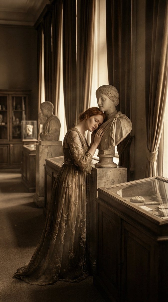 Melancholic Marble Bust Portrait