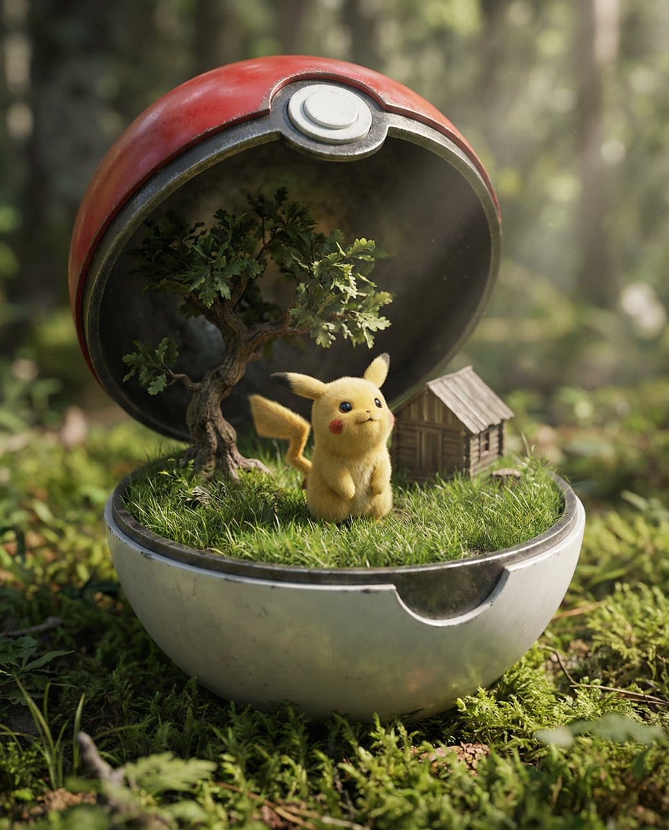 Miniature World Diorama Inside a Sphere