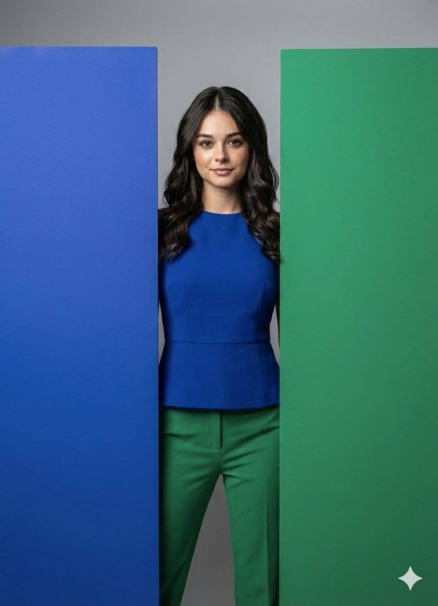 Minimalist Color-Blocked High-Fashion Portrait