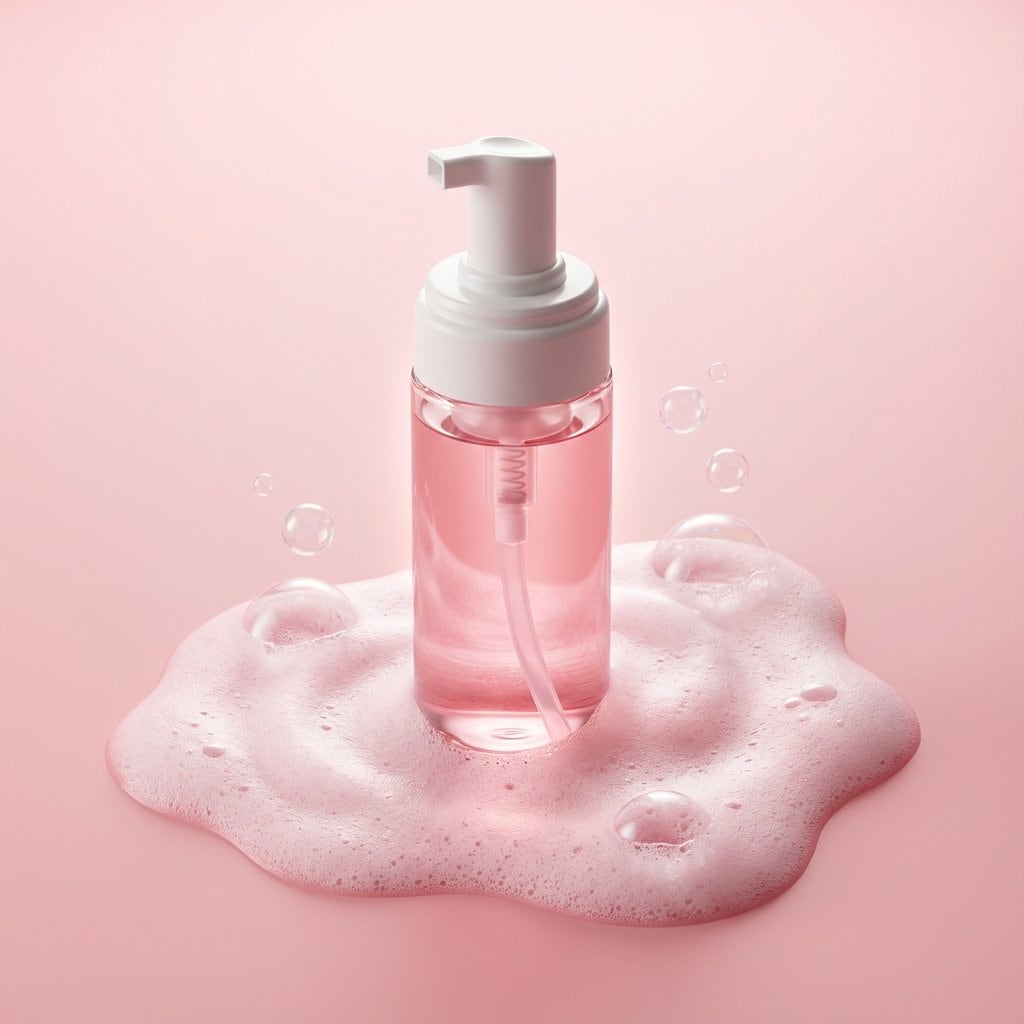 Minimalist Skincare Product Photography with Bubbles