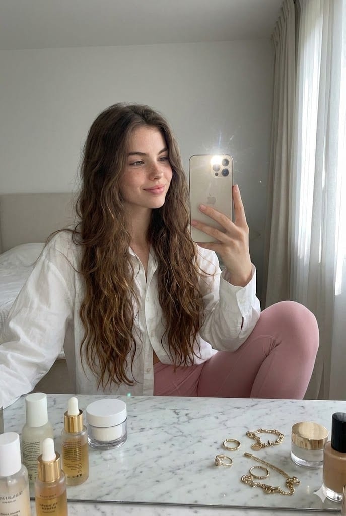 Mirror Selfie at Marble Vanity