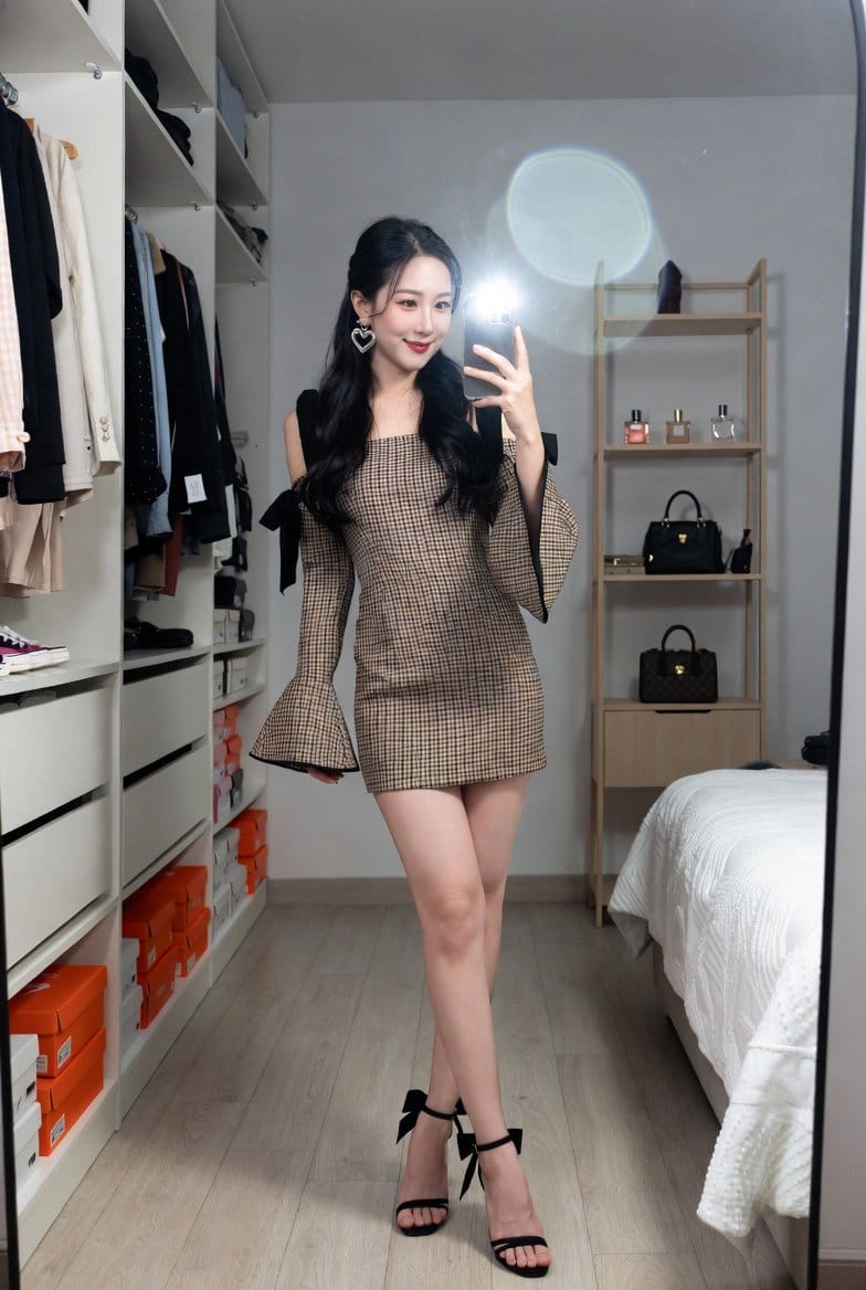 Mirror Selfie in Walk-In Closet Prompt