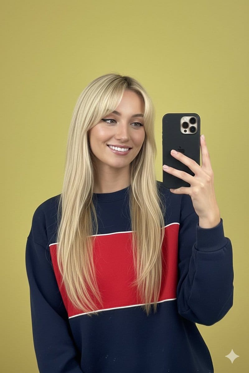 Mirror Selfie with Identity Preservation and Vibrant Background