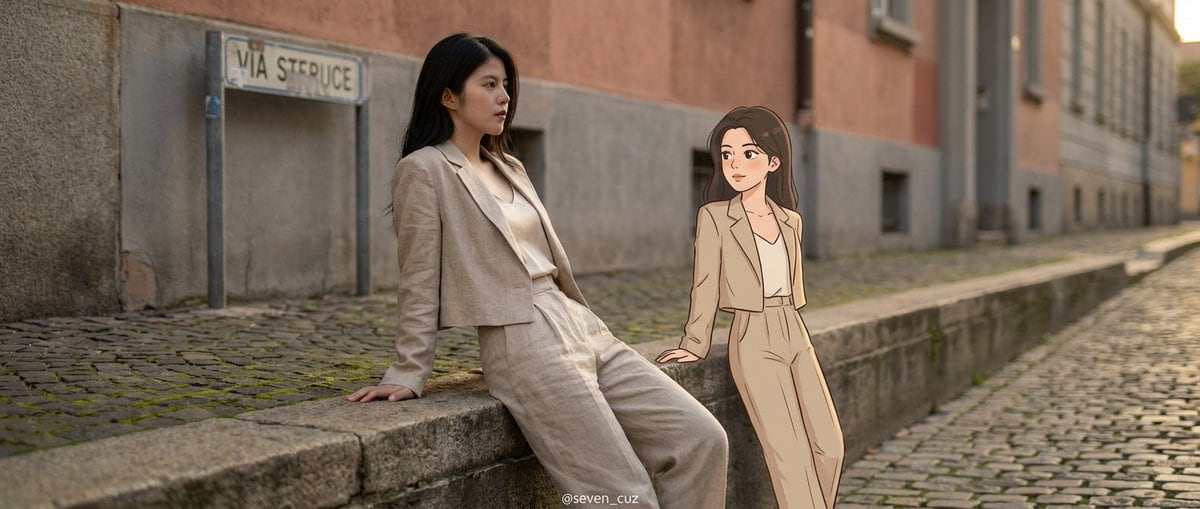 Mixed-Media Crossover Portrait (Real and Cartoon)