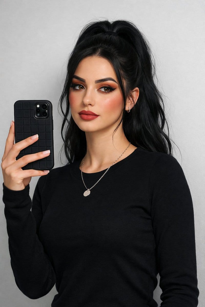 Modern Glam Mirror Selfie Portrait