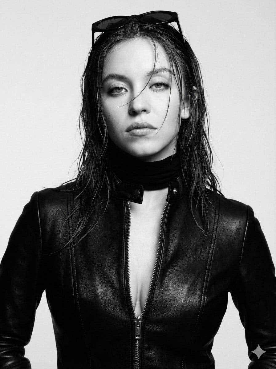 Monochrome Cinematic Fashion Portrait (Billie Eilish Likeness)