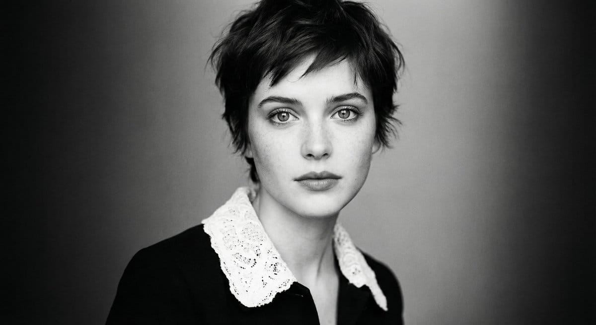 Monochrome cinematic portrait of young woman