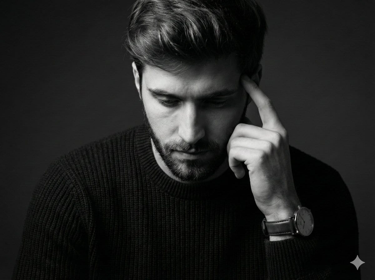 Monochrome Pensive Male Portrait (Fine Art Style)