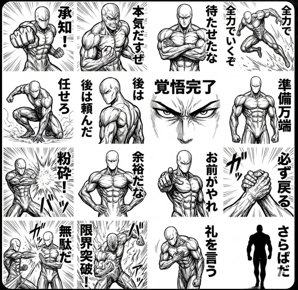 Monochrome tough-guy LINE stickers