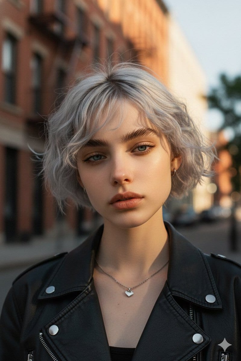 Moody Cinematic Platinum Blonde Portrait