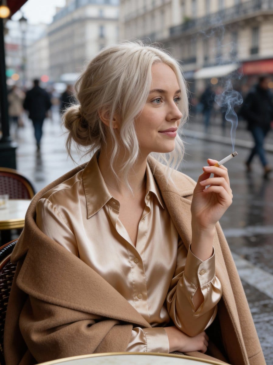 Moody Parisian Cafe Portrait Prompt