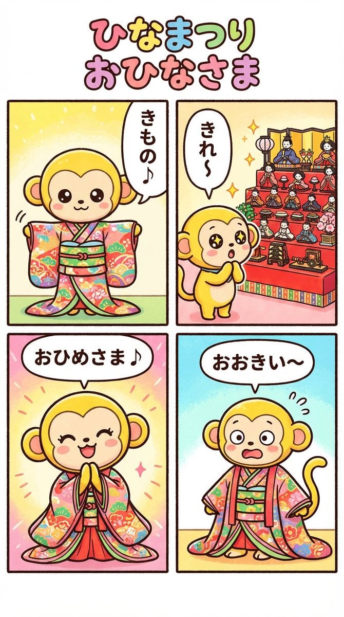 Nano Banana Pro 4-panel comic: Hina Matsuri