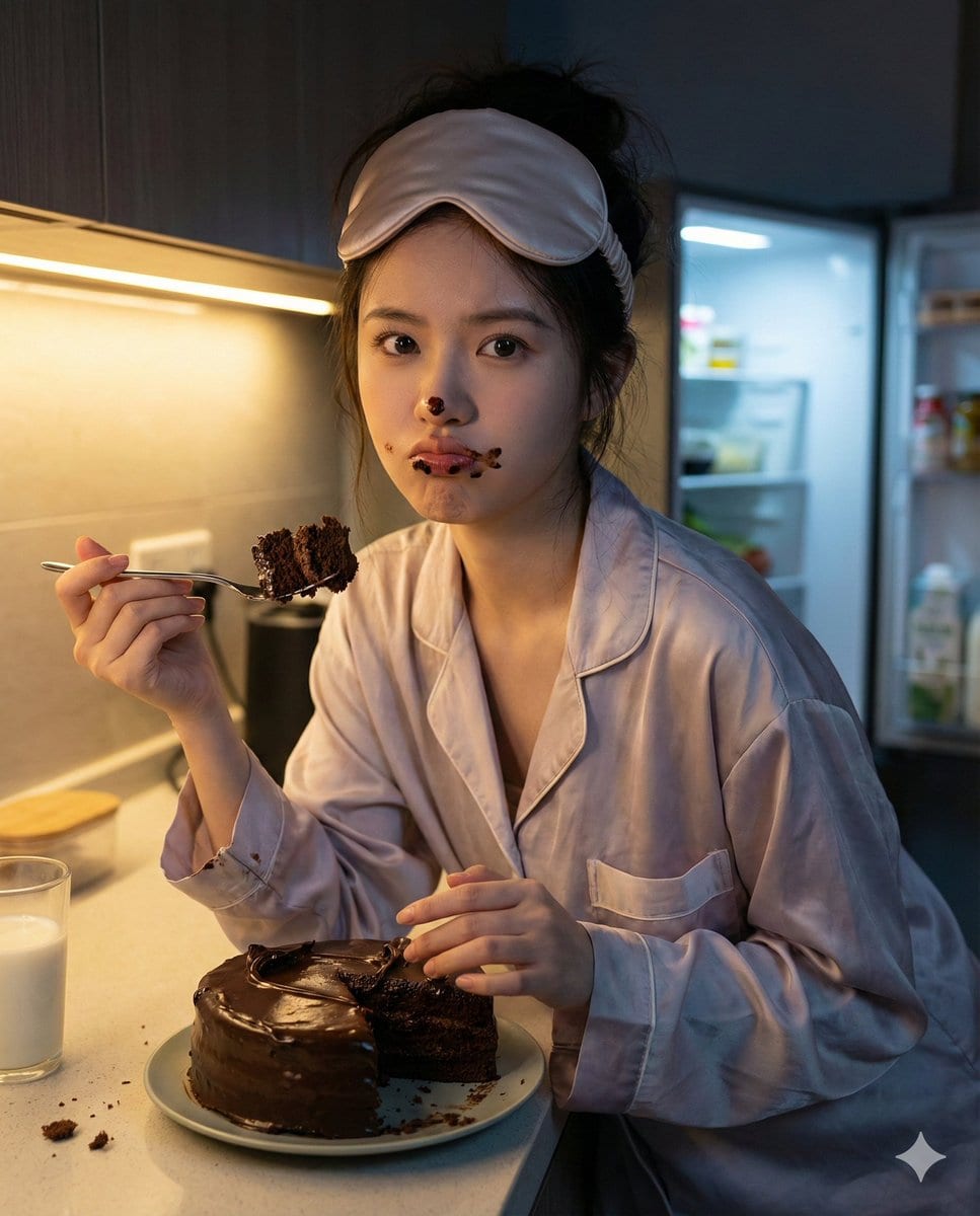 Nano Banana Pro Hyper-Realistic Midnight Snack Portrait Prompt