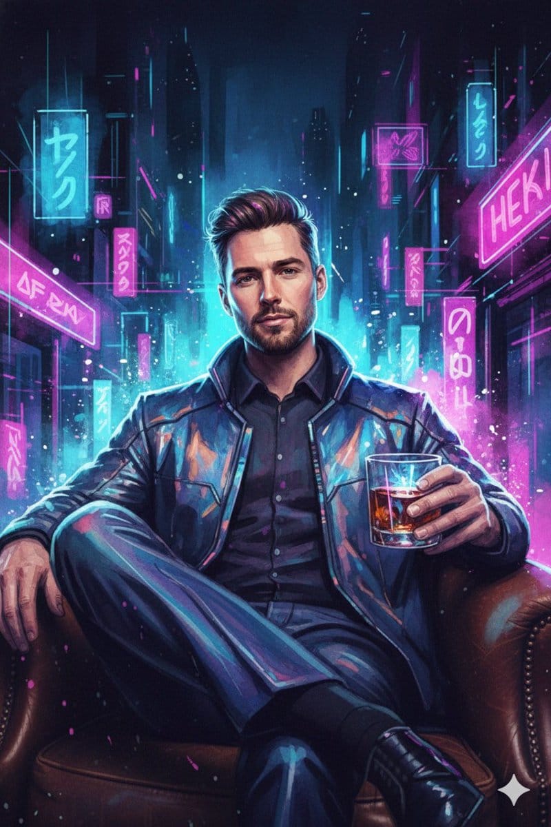 Neon Cyberpunk Watercolor Fusion Illustration Prompt