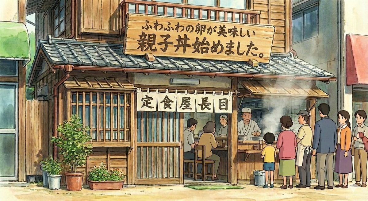 New oyakodon menu poster for a fictional diner