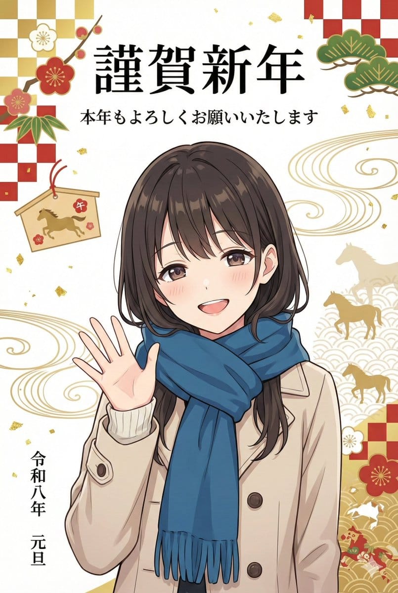 New Year's Card Illustration Generation Prompt