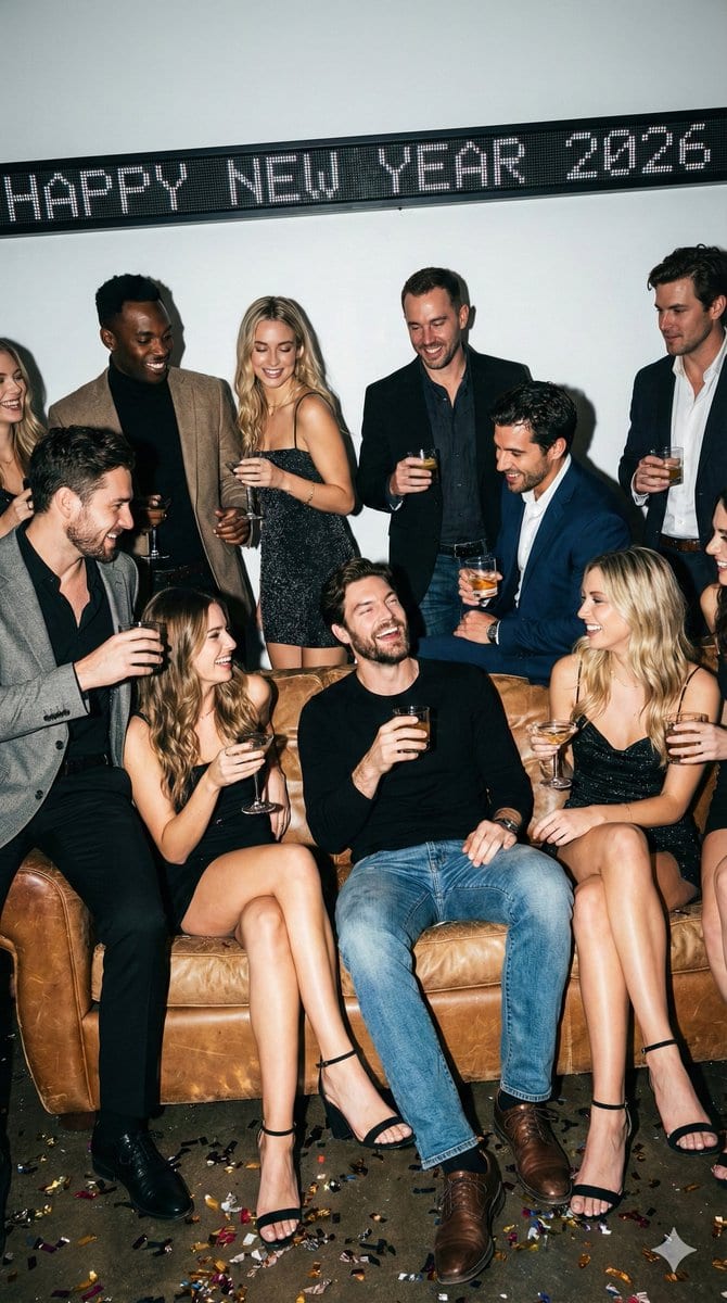 New Year's Eve Flash Photography Group Portrait