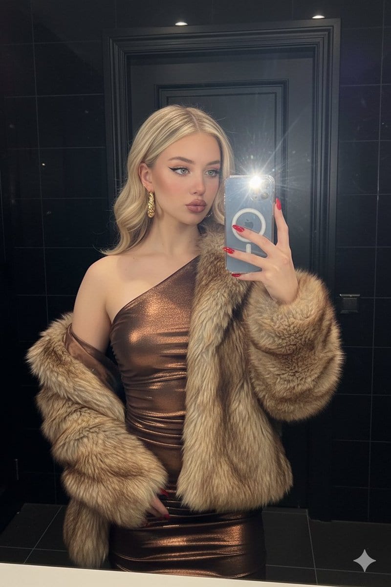 Nightlife Glamour Mirror Selfie with Flash