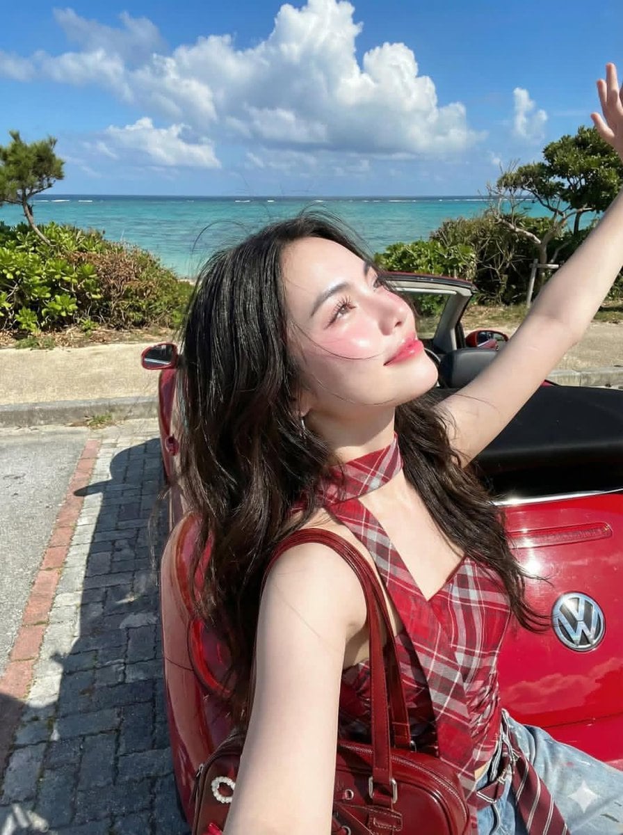 Okinawa Seaside Fashion Editorial with Car