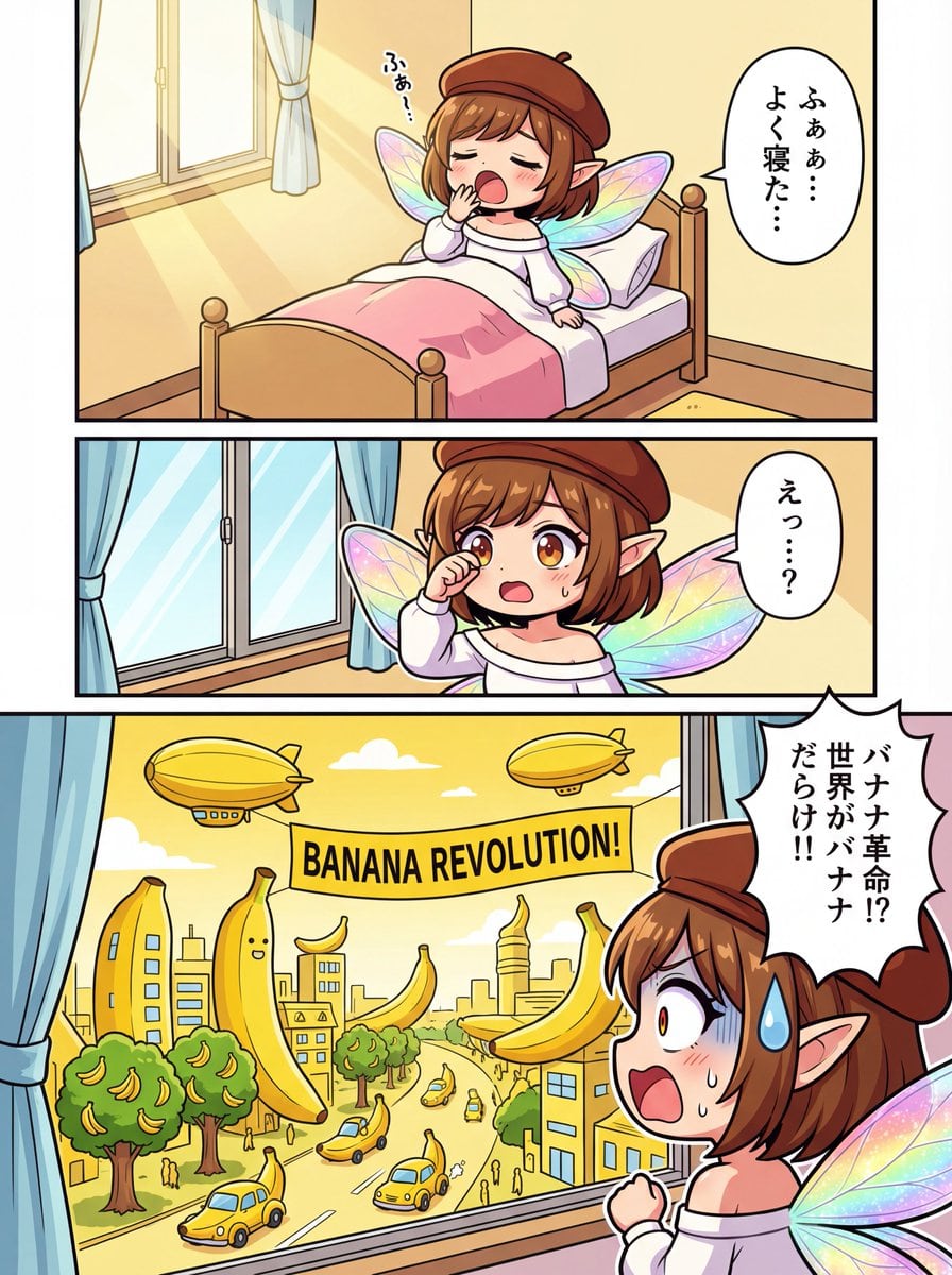 One-page color manga about the Banana Revolution