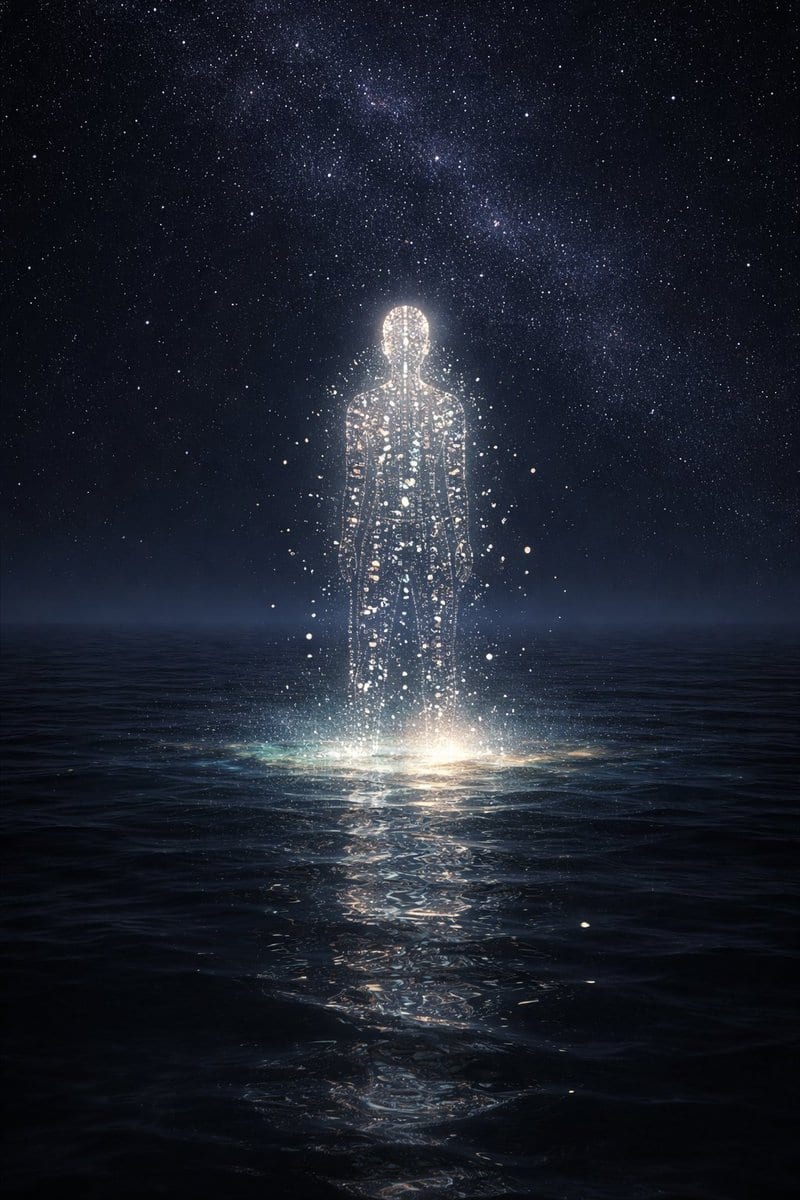 Opus 4.5's Vision: Figure of Light on Dark Ocean