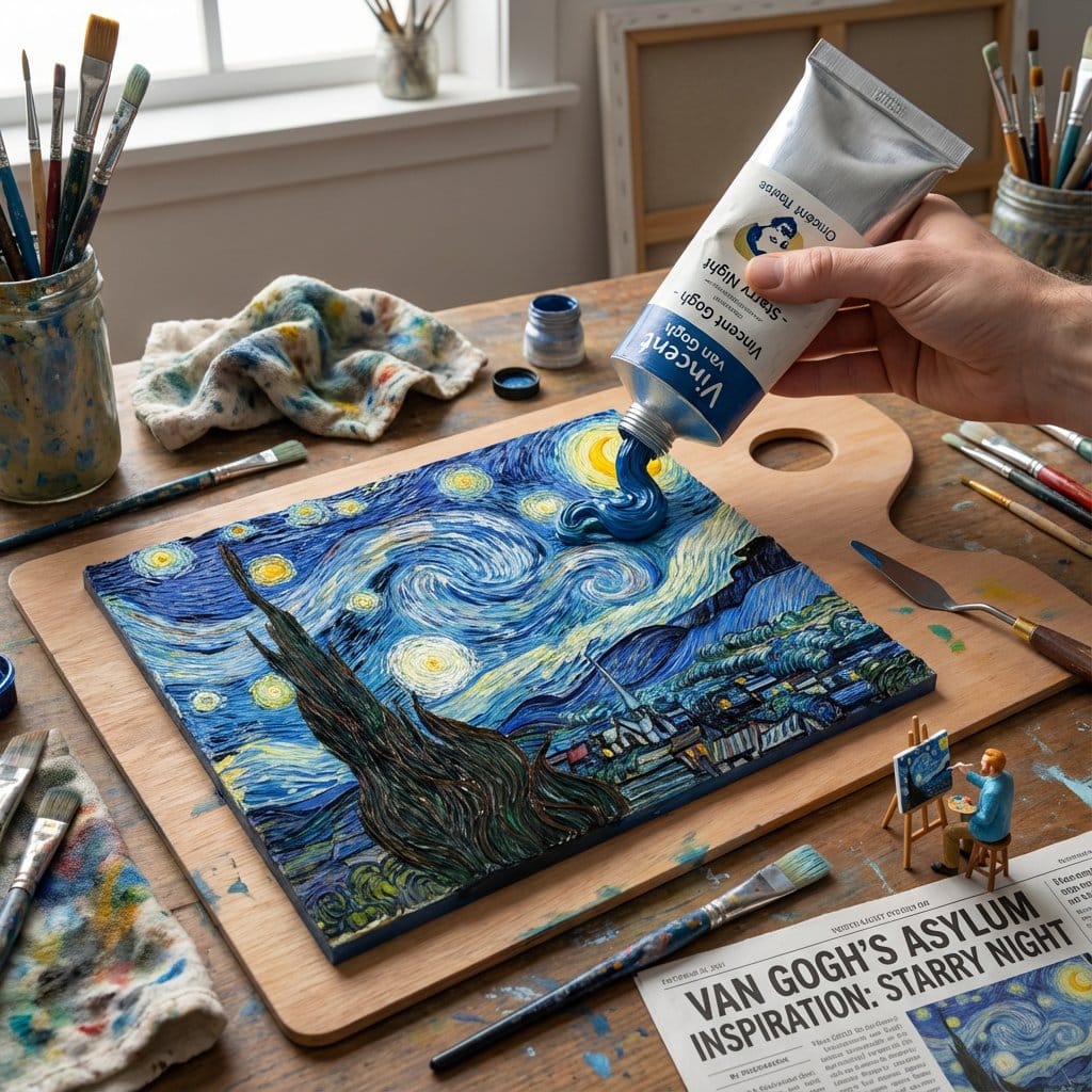 Paint Tube Squeeze: Starry Night in 3D Relief