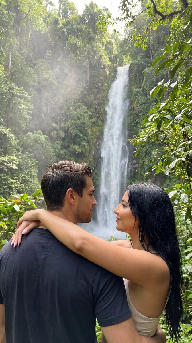 Photoreal Tropical Waterfall Embrace