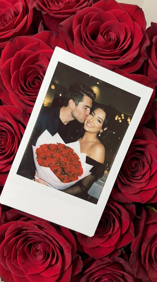 Photorealistic Polaroid Still Life on Red Roses Prompt