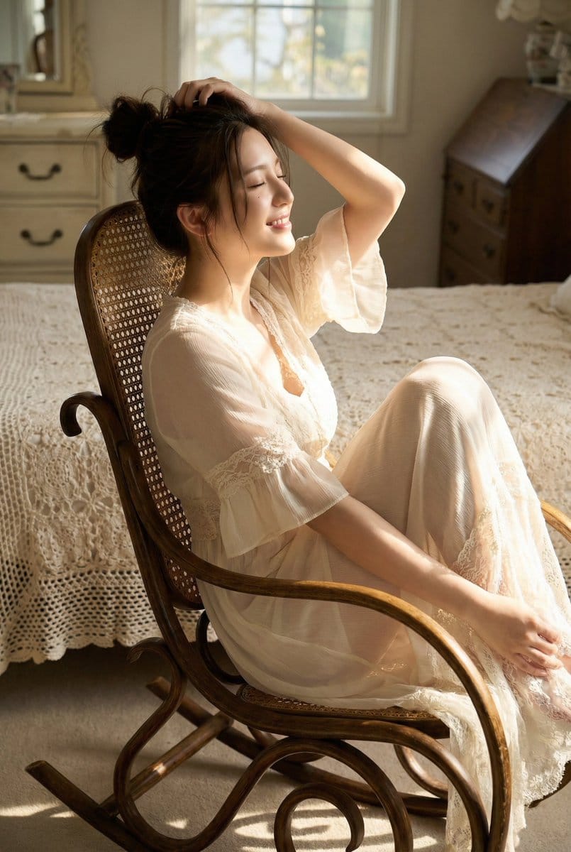 Photorealistic Portrait of a Woman in Vintage Lace Dress