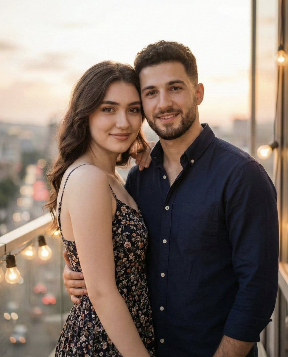 Photorealistic Romantic Couple Portrait with Identity Preservation