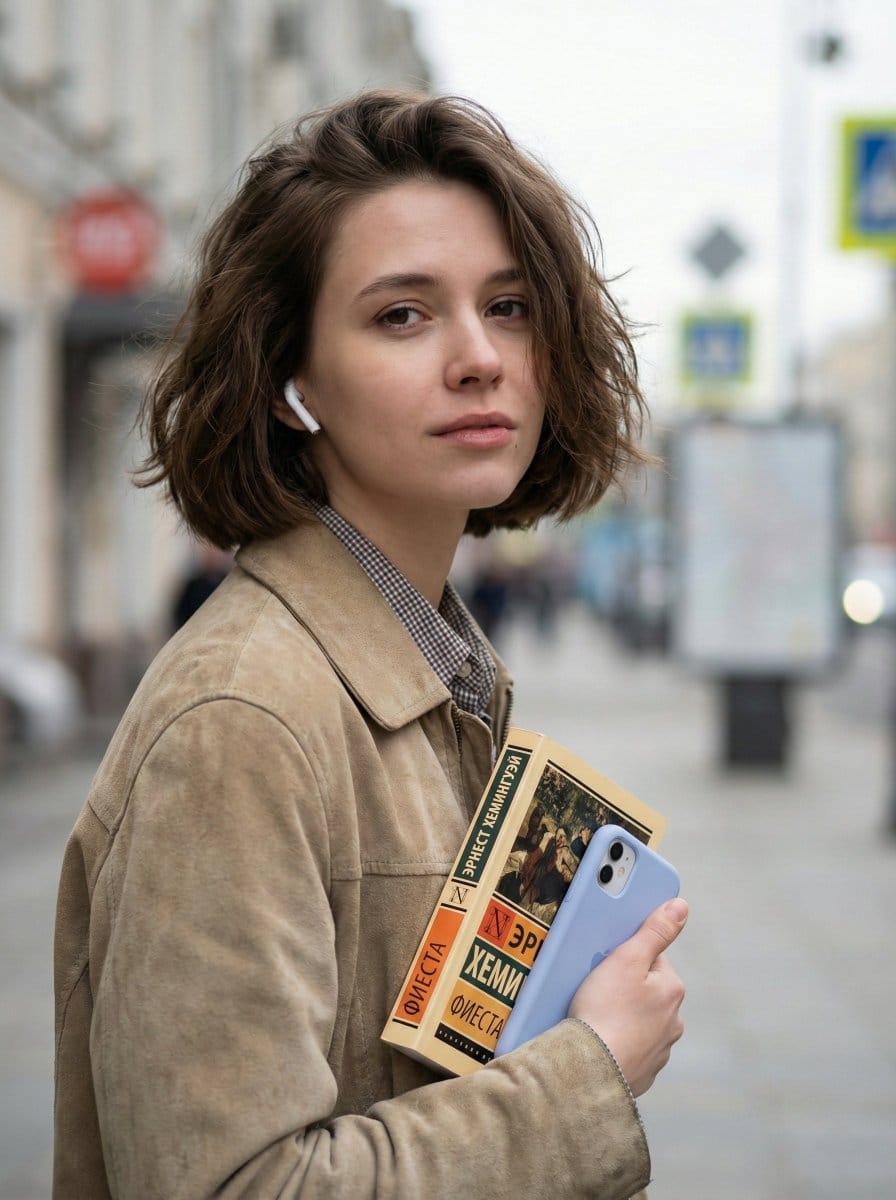 Photorealistic Street Portrait with Bokeh Background