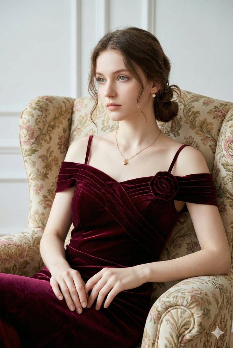 Photorealistic Velvet Dress Portrait